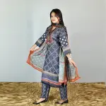 Digital Printed Muslin Cotton Silk 3PC Embroidered Suit